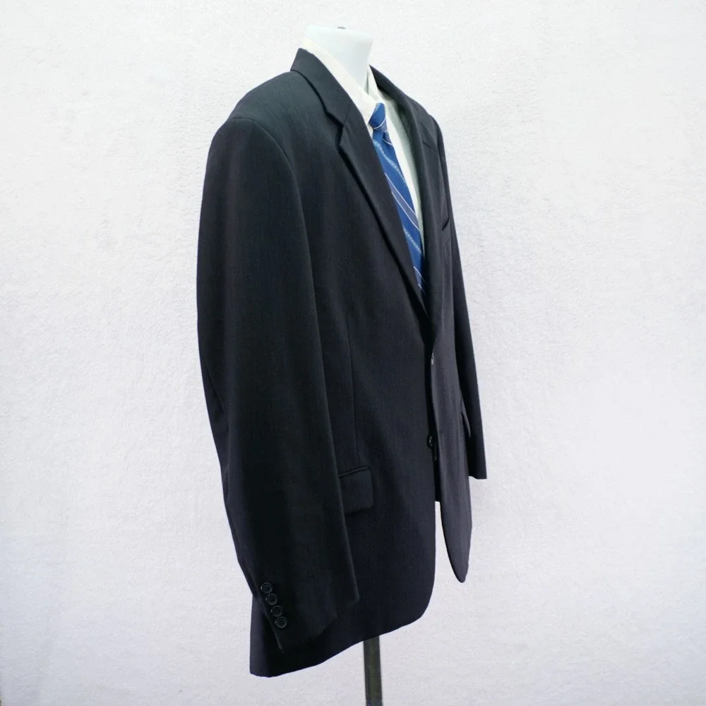 Pronto‎ Uomo Wool Charcoal Gray / Black Blazer 46R / Slim Fit 48R